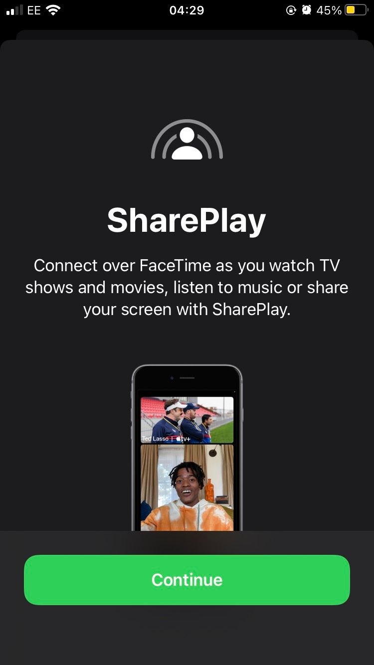 The SharePlay screen on the Apple TV Plus iOS app