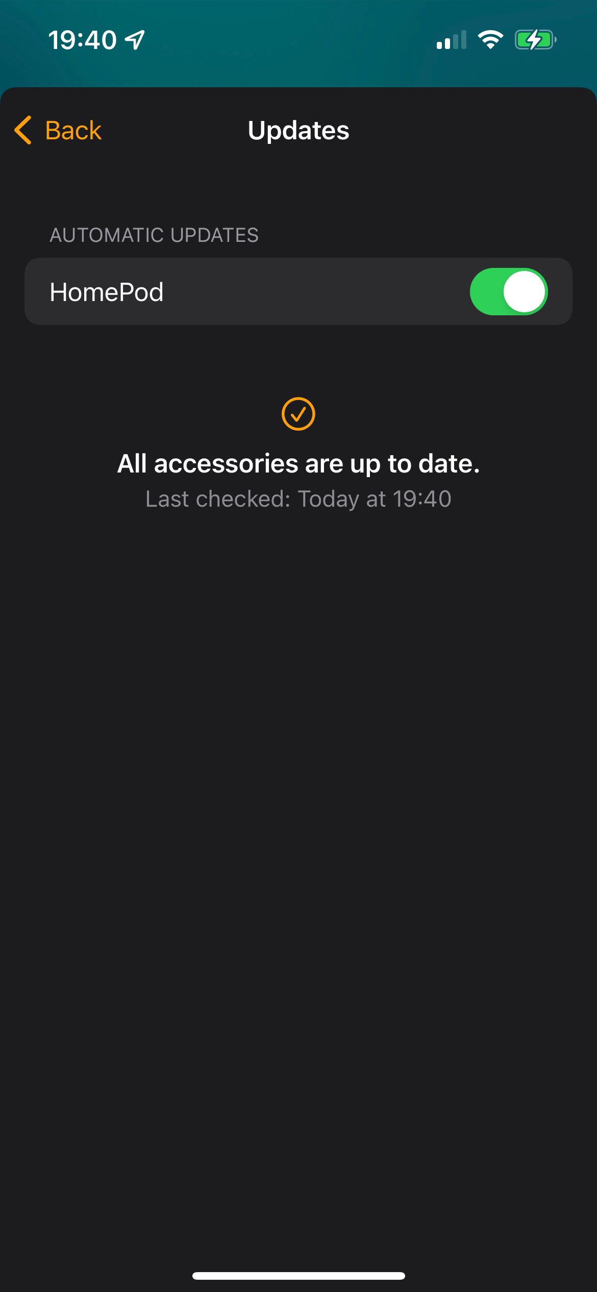 HomePod mini automatic updates setting