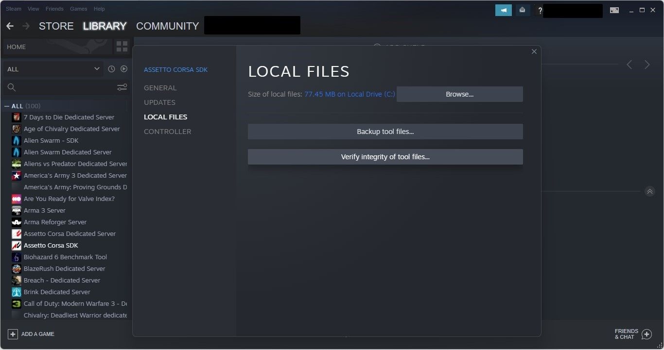 با کلیک بر روی Verify Integrity of Game Files در زبانه Local Files در Game Properties of Steam Client