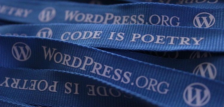 Image of WordPress lanyard with their slogan