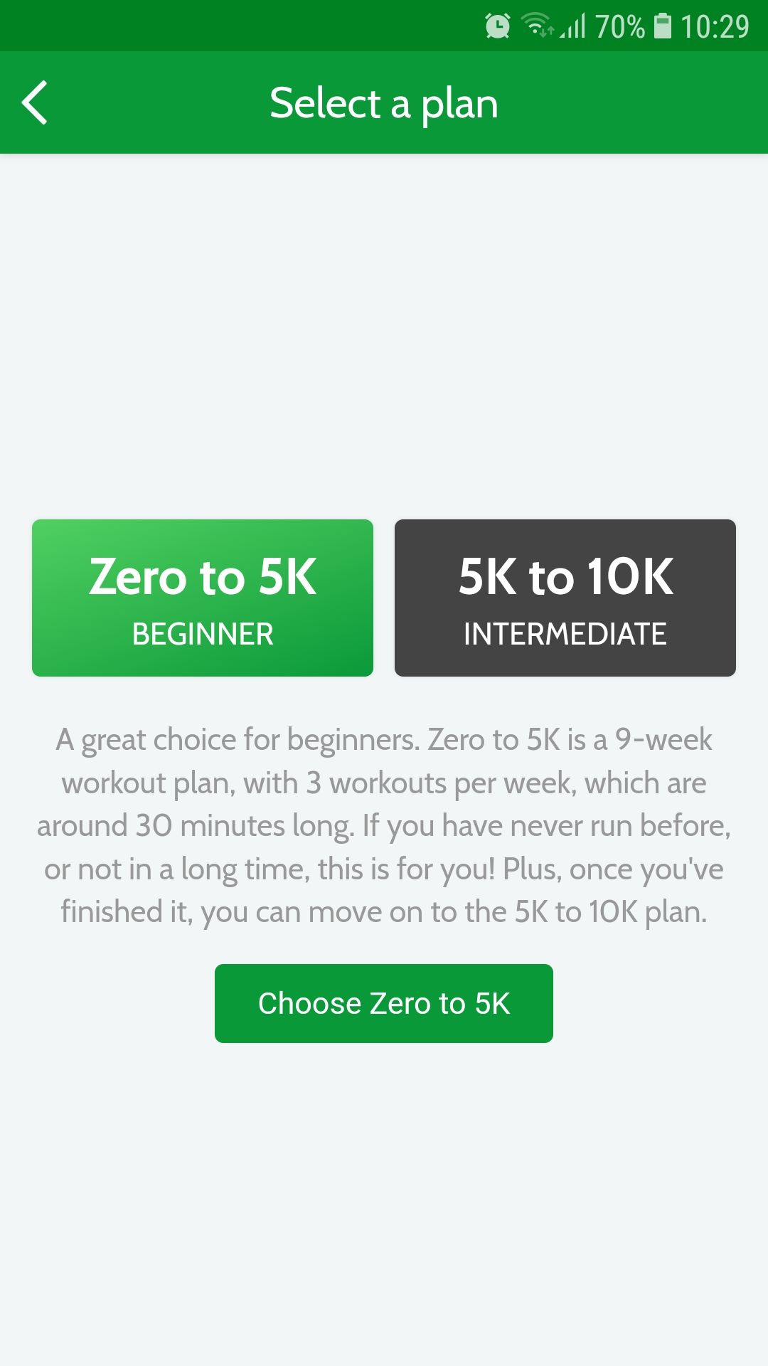 Just Run mobile couch to 5K training app running plan