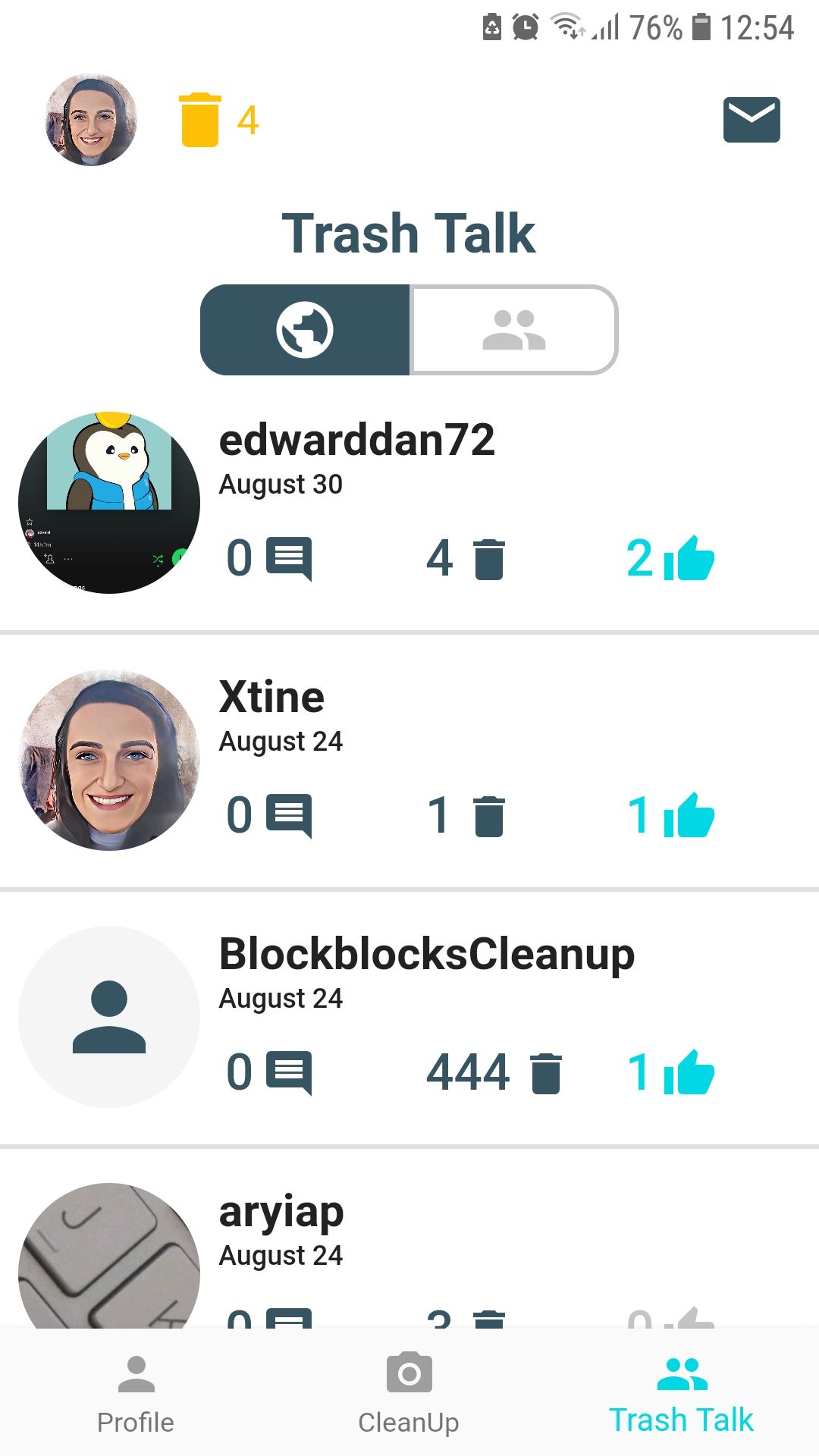 Litter CleanUp mobile cleanup app trash talk