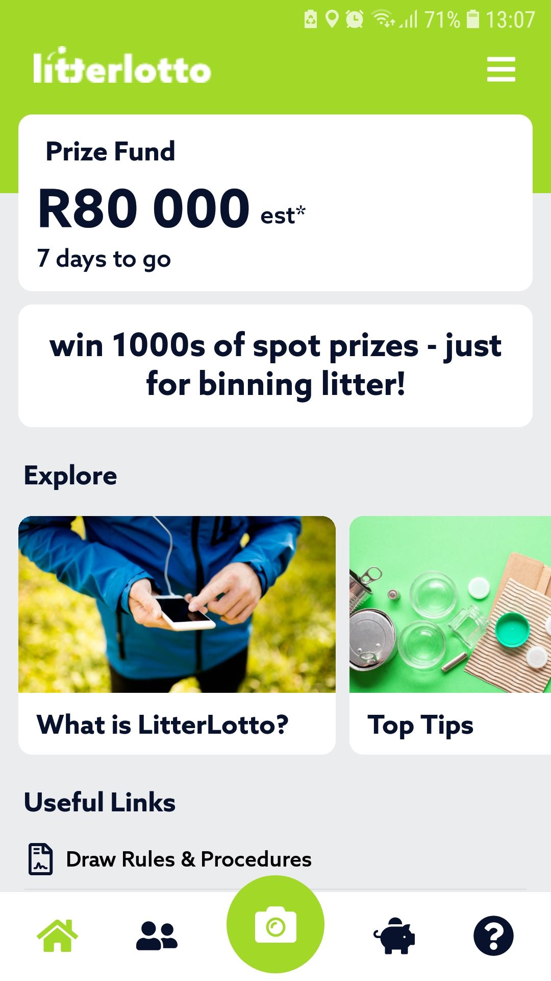 LitterLotto mobile cleanup app prizefund
