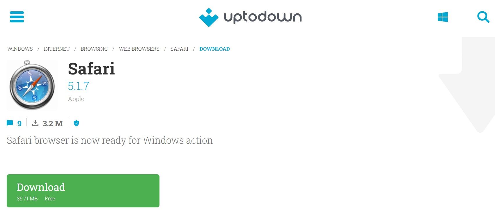 Location to Download Safari From UptoDown Website