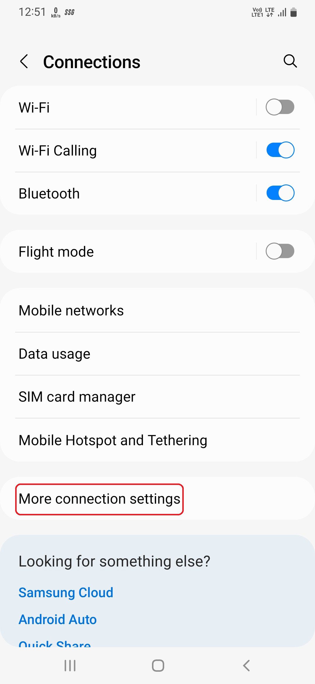 More connection settings option under connections