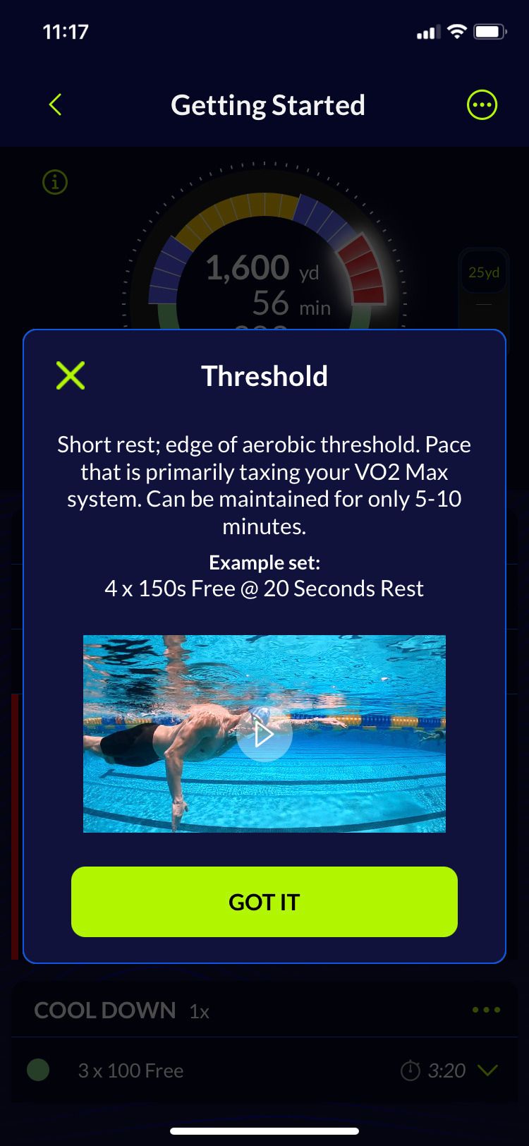 MySwimPro workout example screenshot