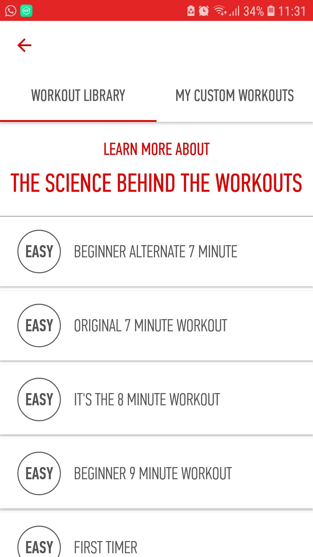 Official 7M Workout mobile fitness app exercise library