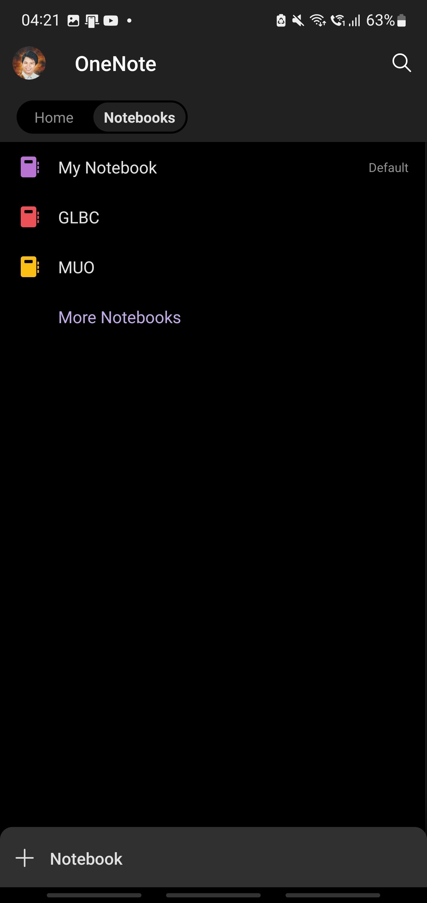 OneNote Android Home screen 2