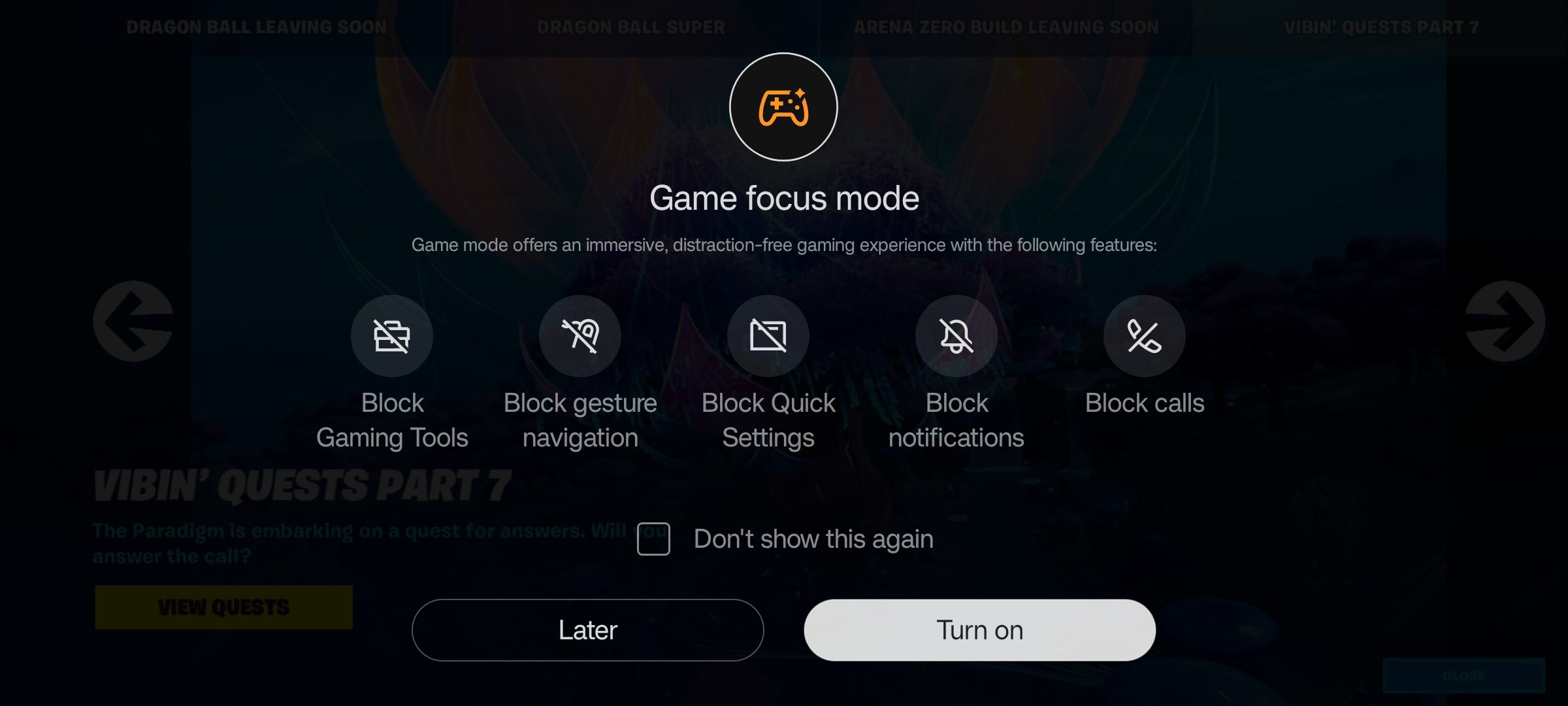 Game focus mode prompt 