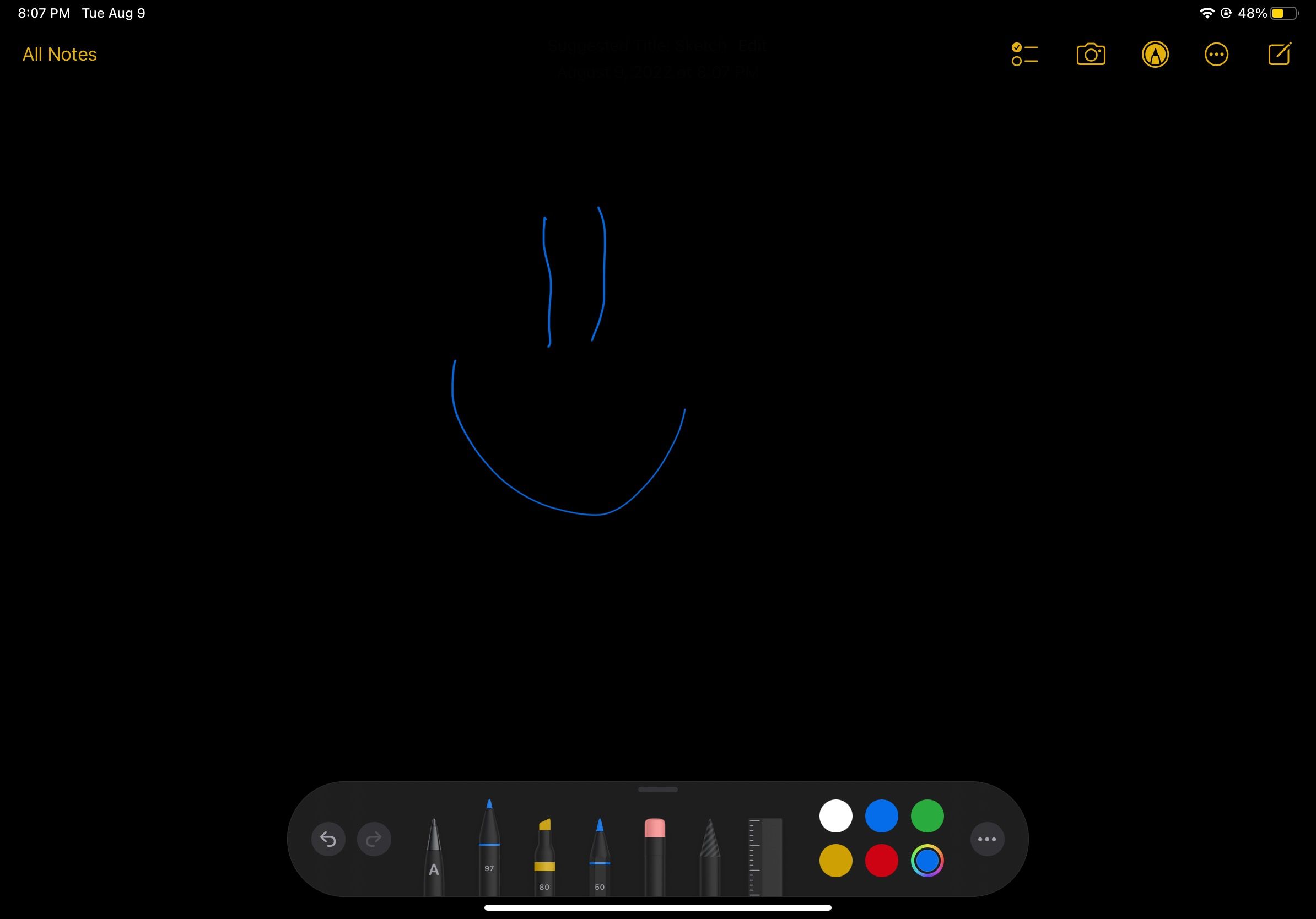 برنامه Notes را با Apple Pencil iPad باز کنید