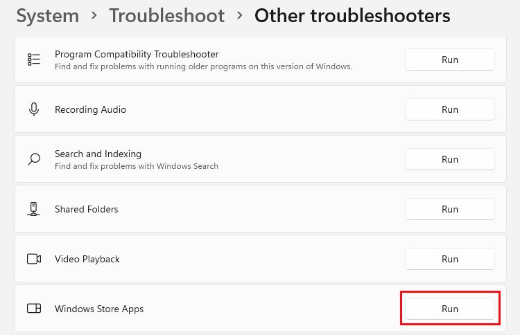 Other Troubleshooters In Settings