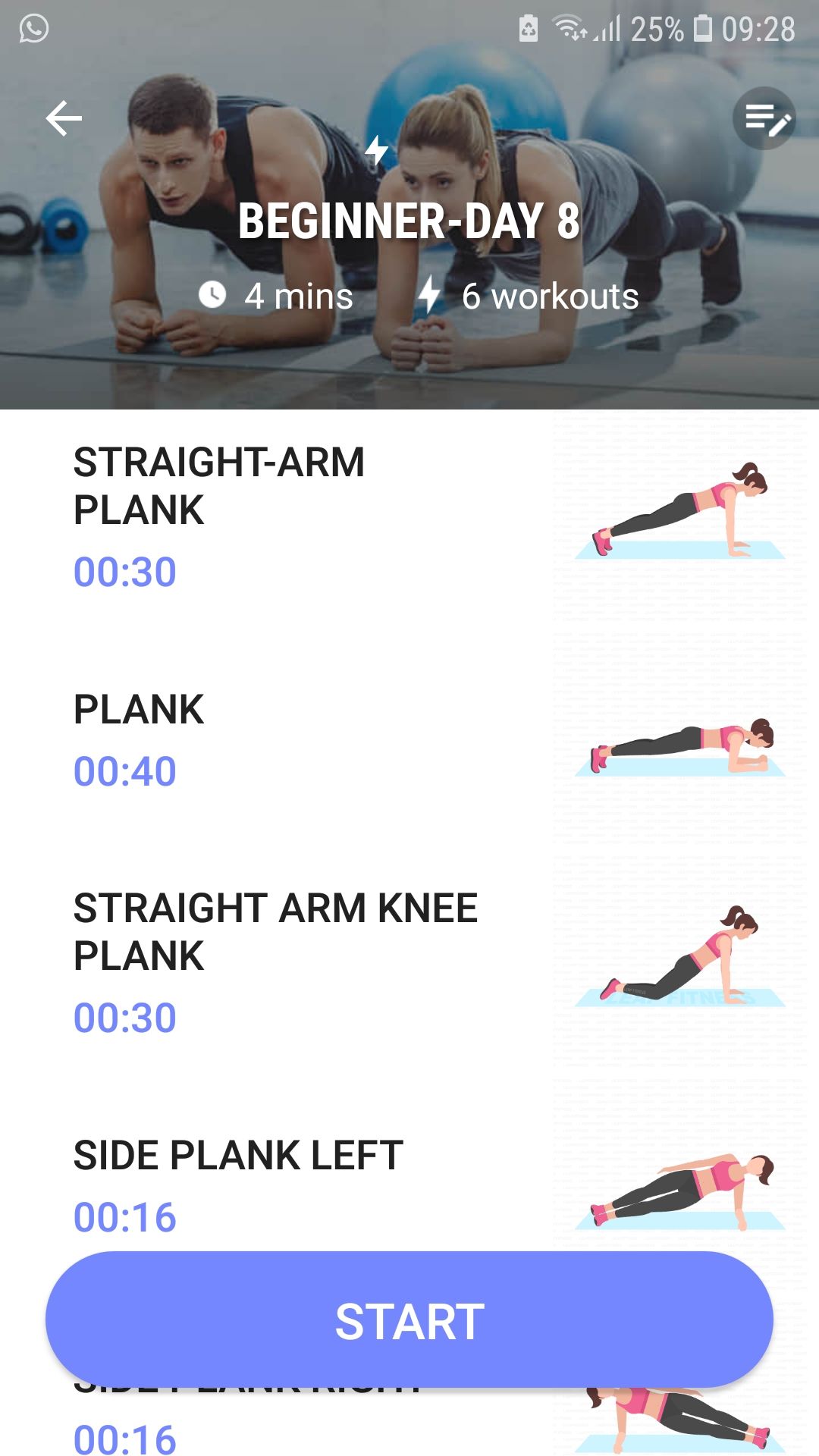 Plank Challenge Core Workout beginner mobile exercise app