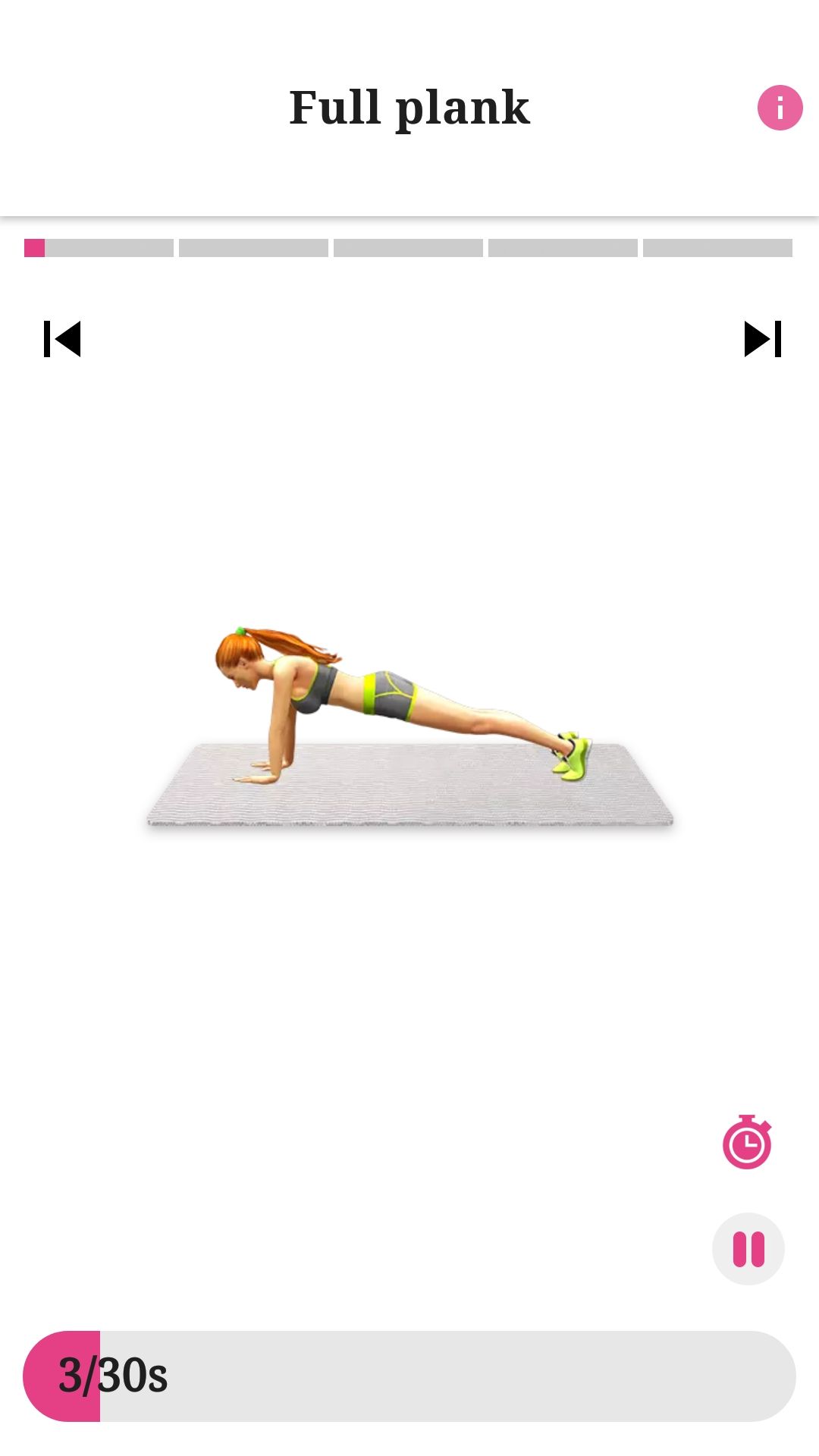Plank Workout mobile exercise app full plank