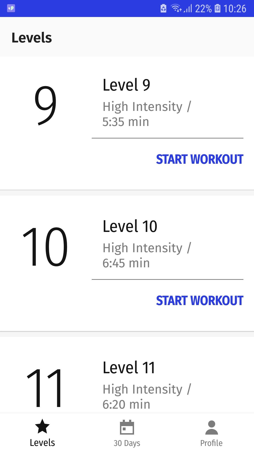 Plank Workout mobile exercise app levels