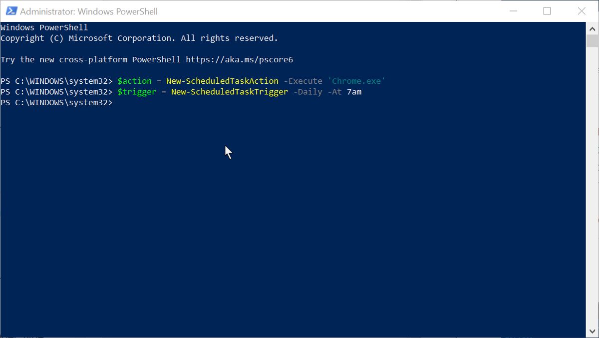 Windows PowerShell showing commands