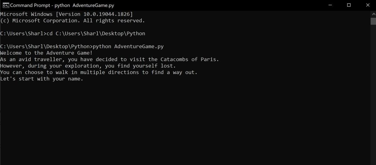 Python Adventure Game in command line