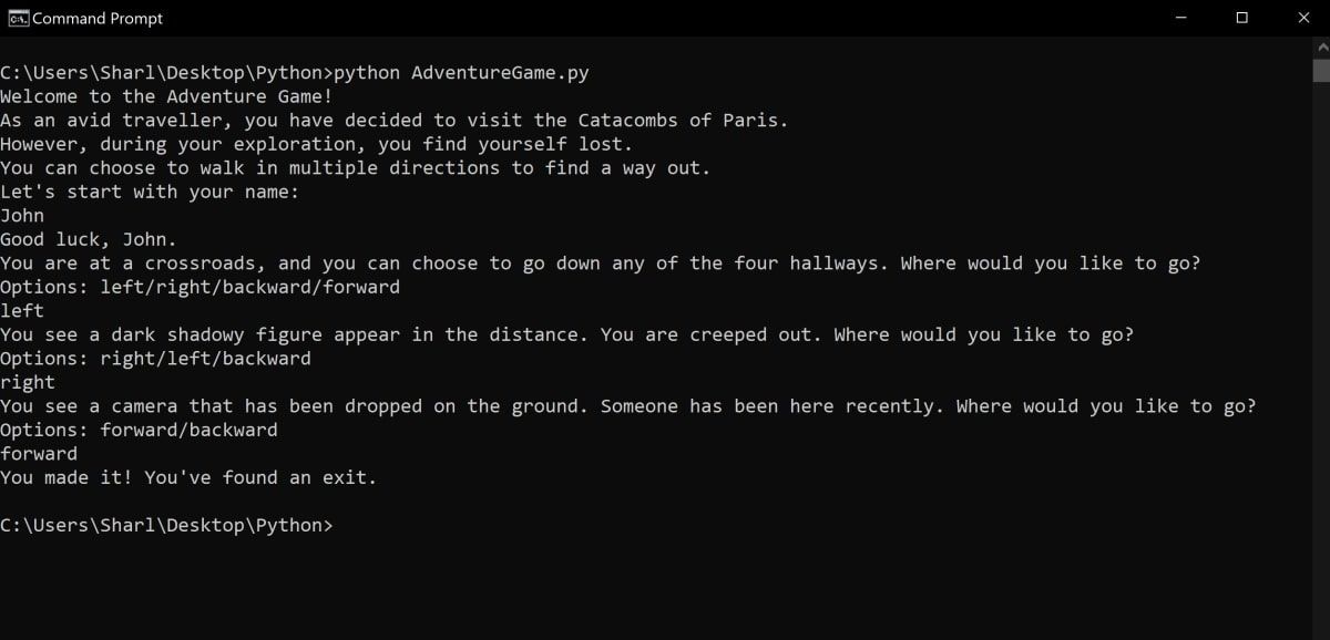 Python Adventure Game in command line