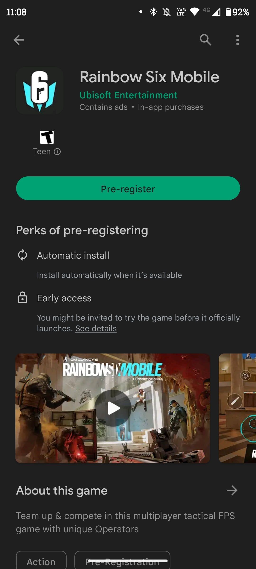 Rainbow Siege pre-register app store page