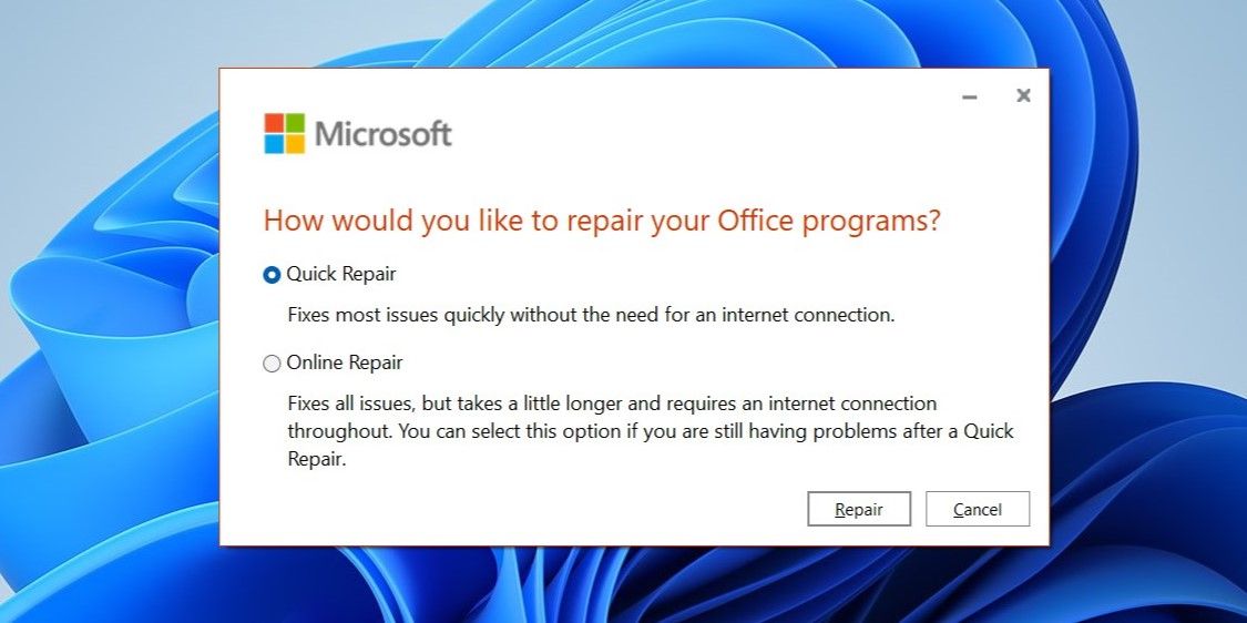 Repair Microsoft Office Program