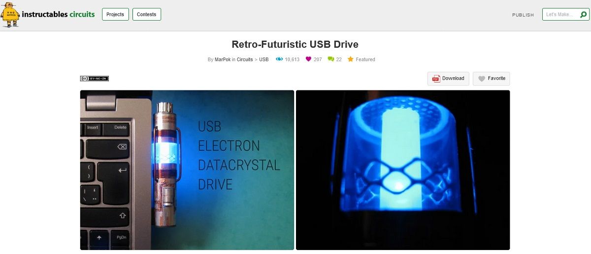 Screengrab of Retro-Futuristic USB drive project page