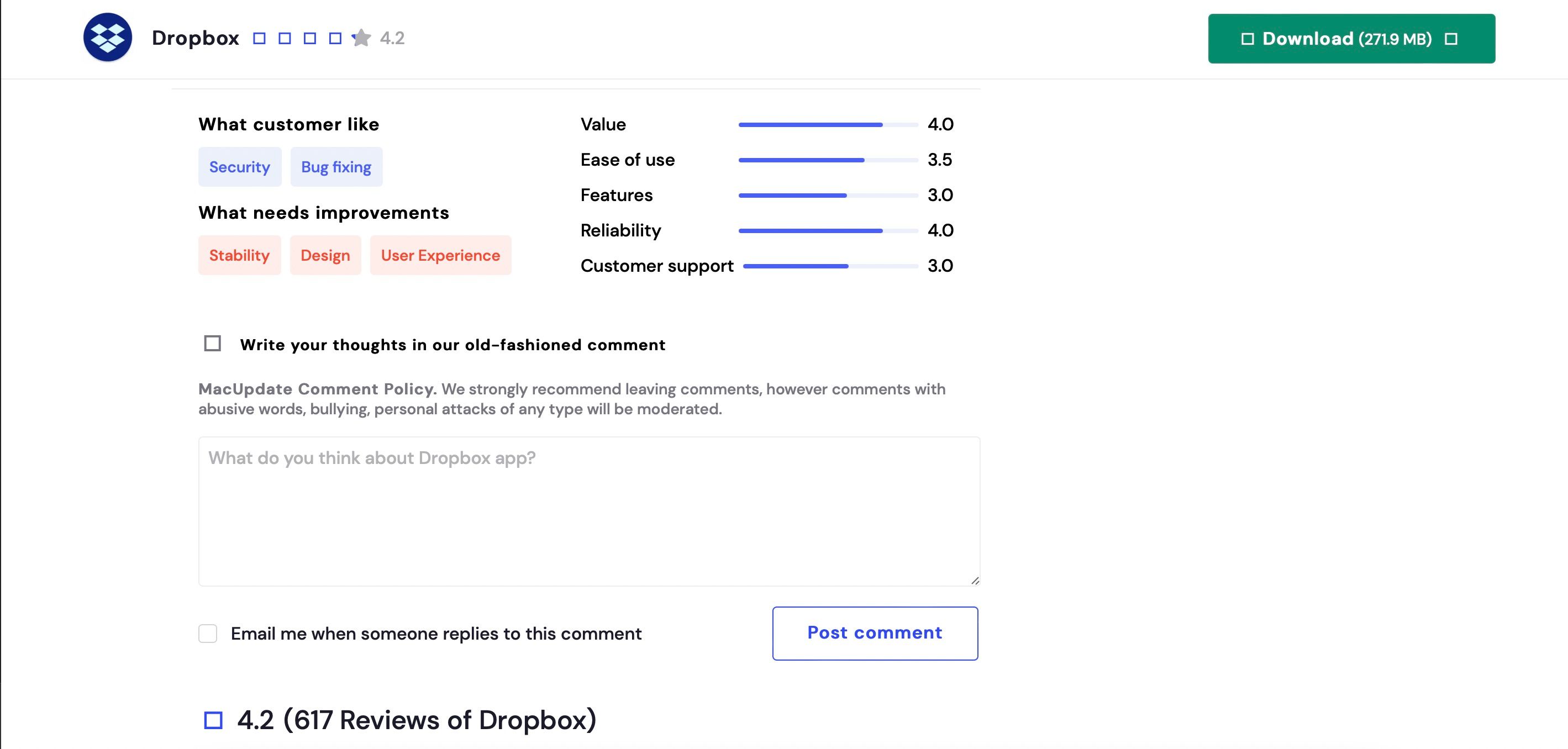 بررسی MacUpdate برای برنامه Dropbox