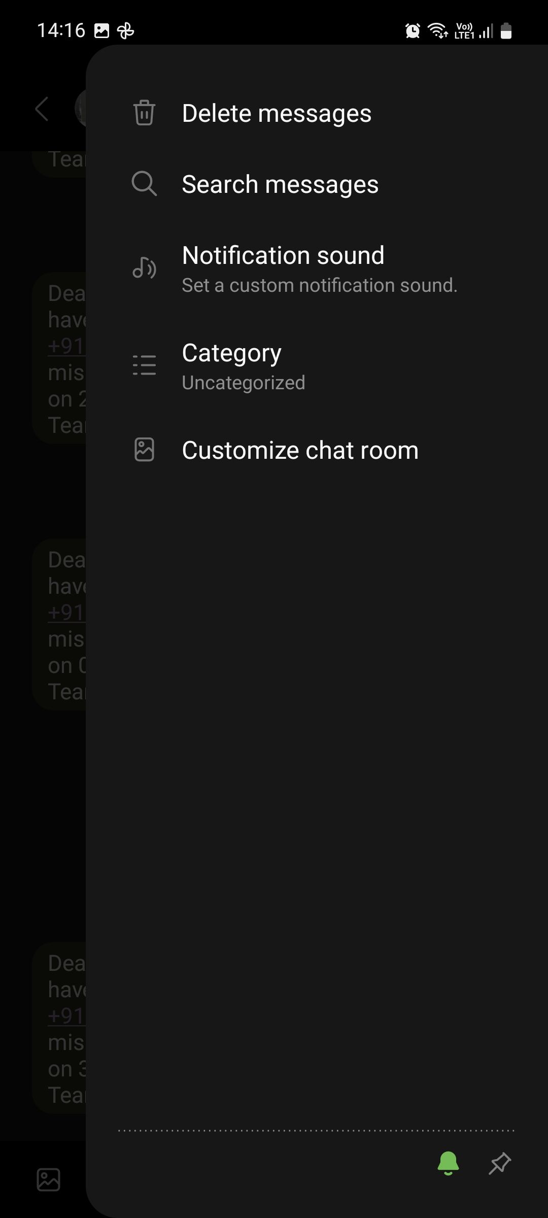 Samsung Messages Conversation settings