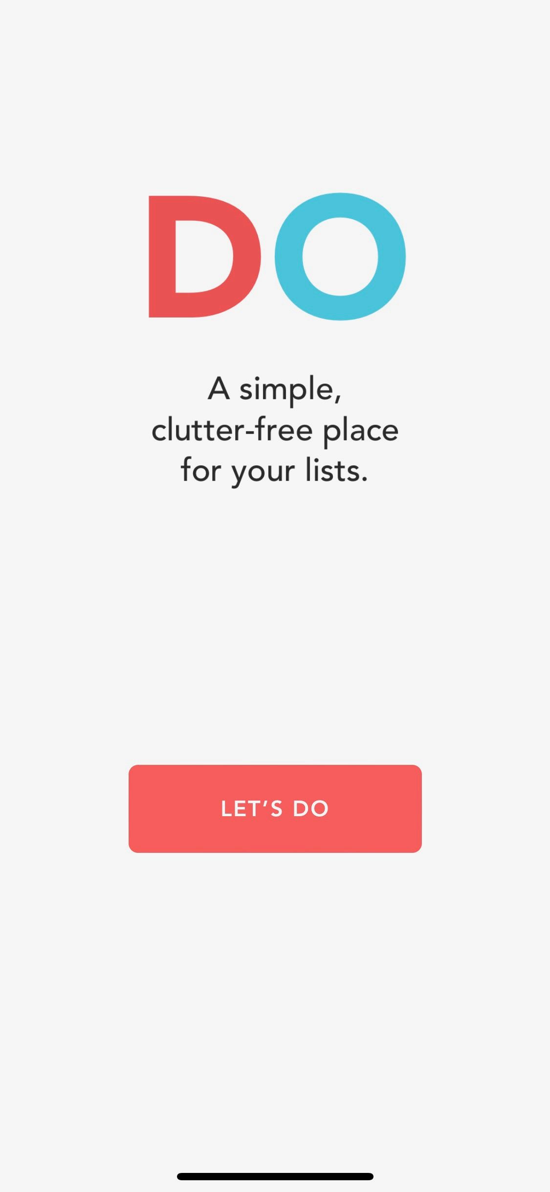 Screenshot of Do app showing welcome screen
