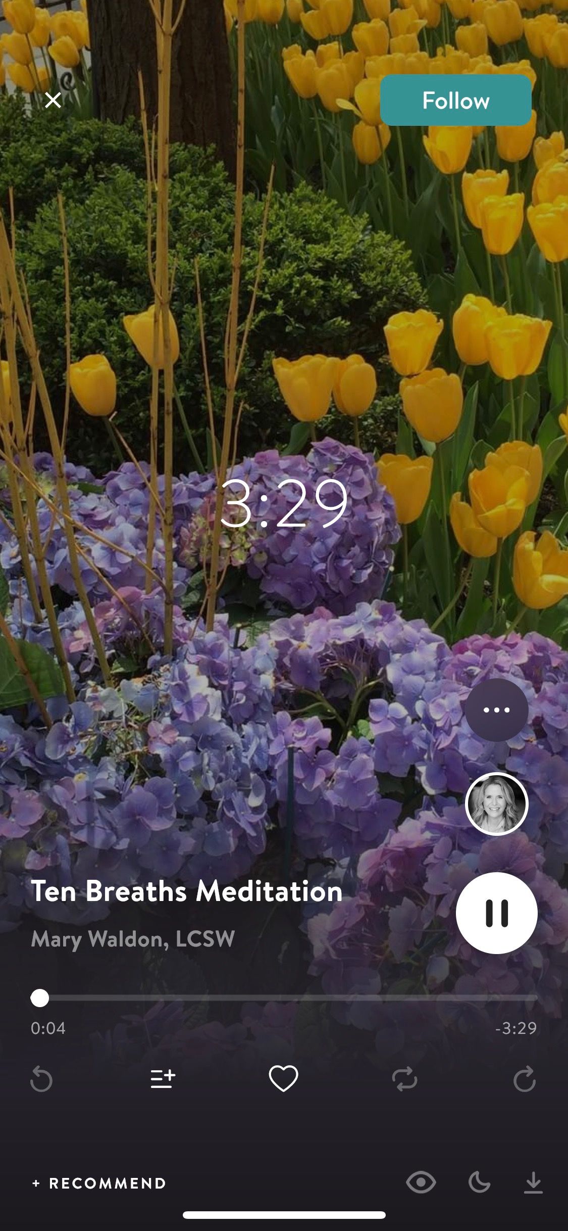 Screenshot of Insight Timer app showing sample play screen