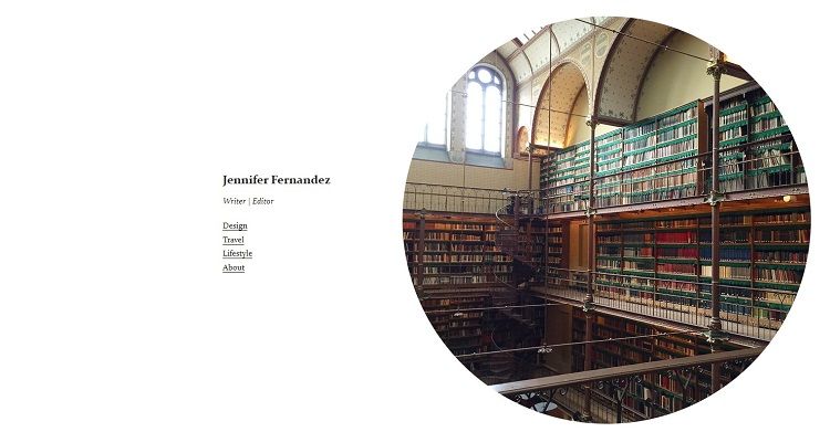 Screenshot of Jennifer Fernandez writer portfolio homepage