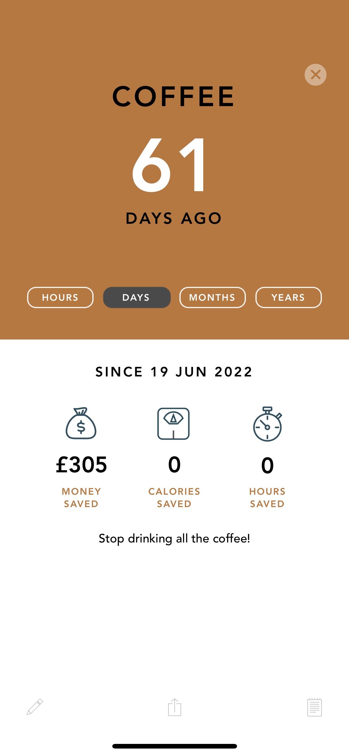 Screenshot of Last app showing money saved