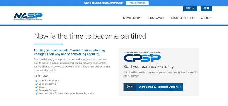 Screenshot of NASP CPSP page