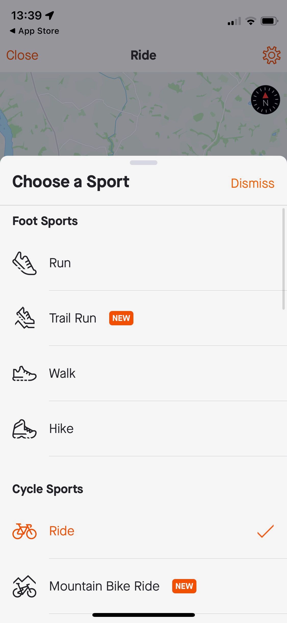 Screenshot of Strava app showing sample activities to record