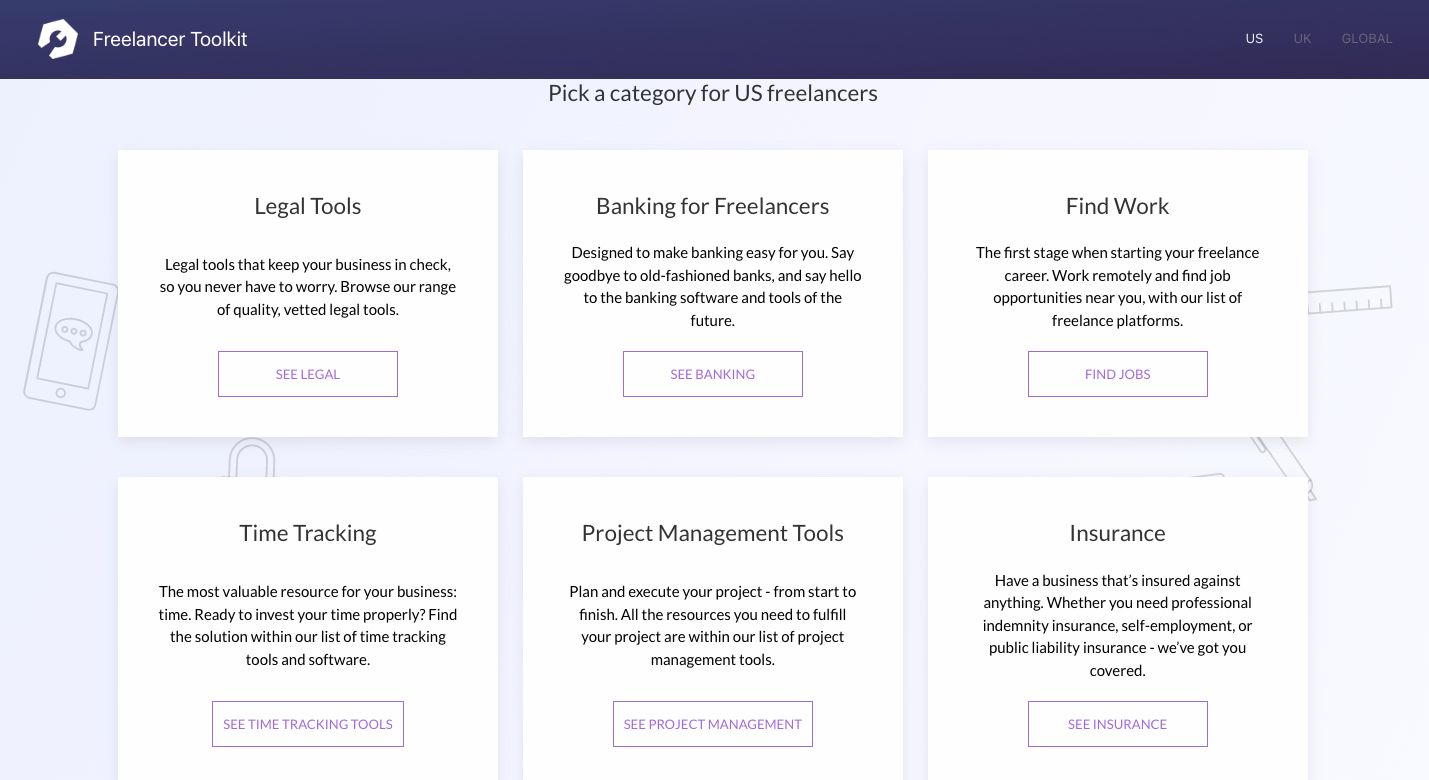 Screenshot of Twine's Freelancer Toolkit Homepage