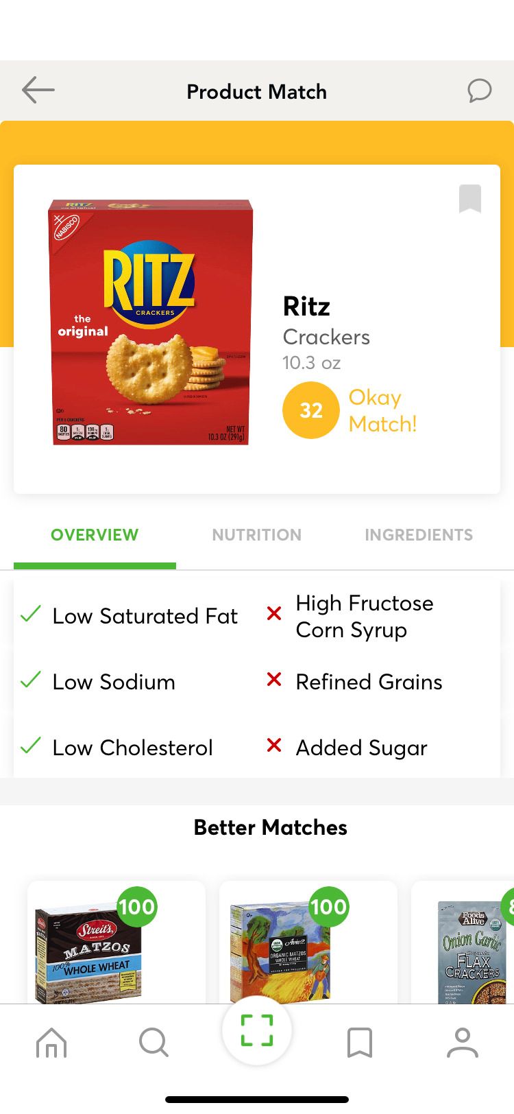 ShopWell app Ritz Crackers Overview