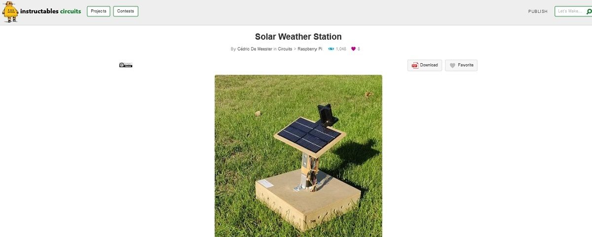 A screengrab of solar weather station project page