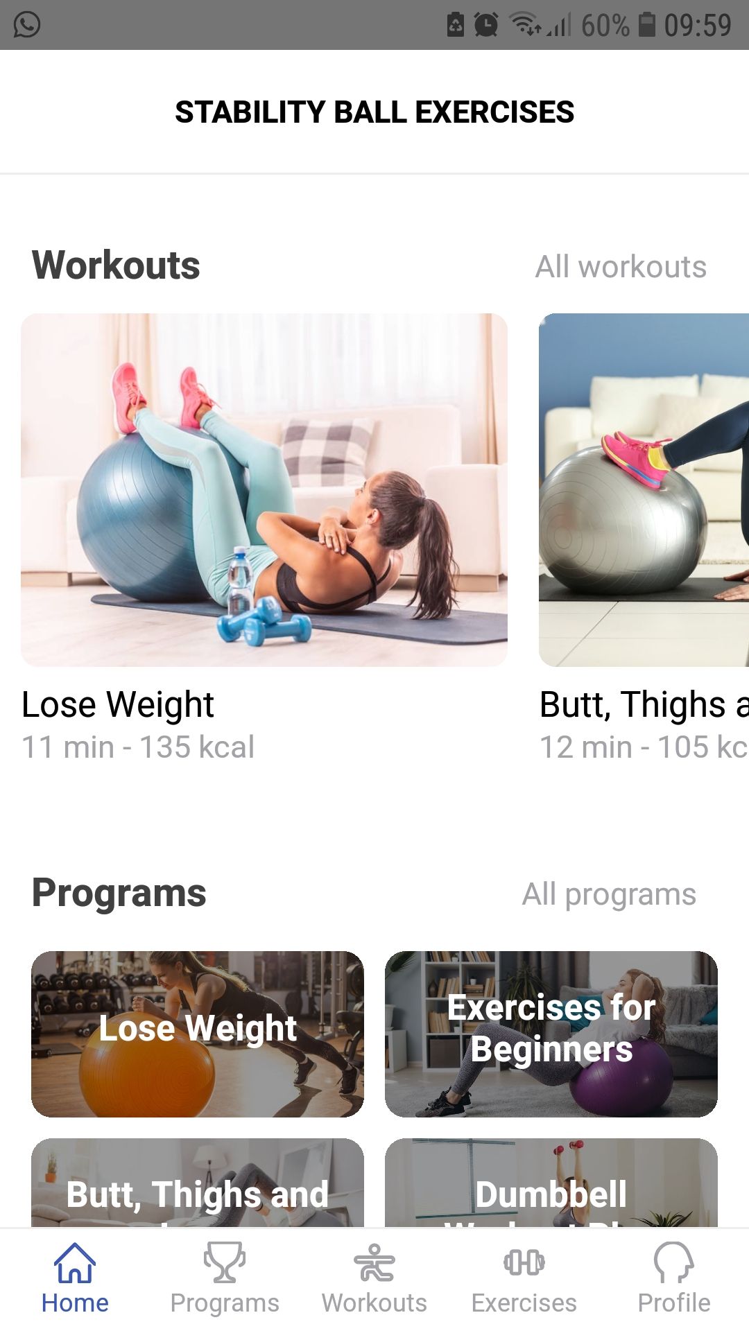 Stability Ball Workout Plan mobile fitness app