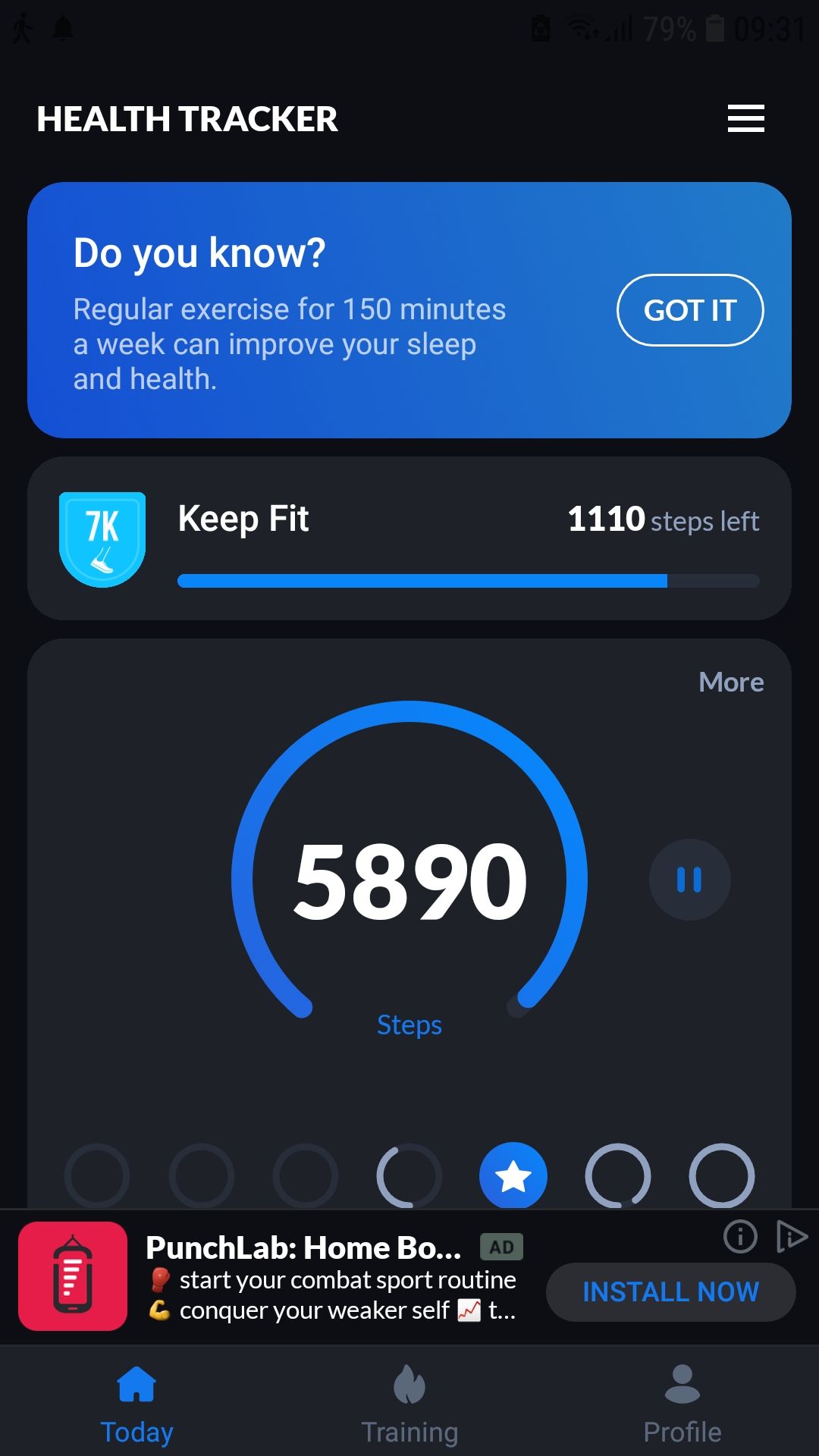 Leap Fitness Step Tracker mobile app health tracker