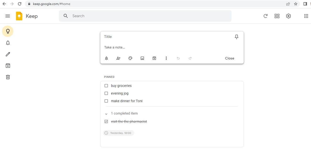 رابط ساده Google Keep