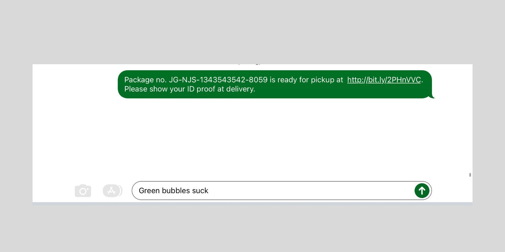 green message bubble iPhone-to-Android texting