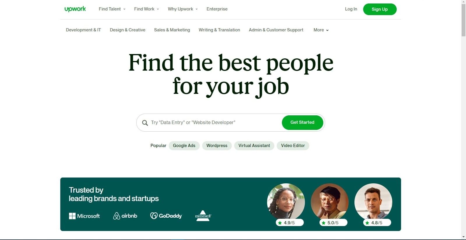 صفحه اصلی Upwork