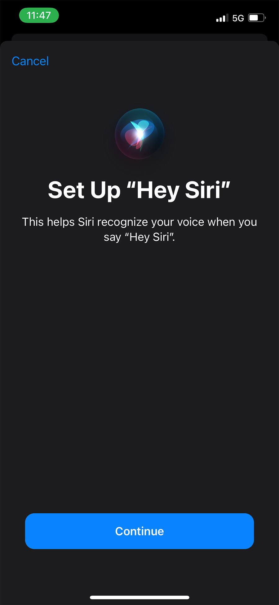 Set up Hey Siri phrase iPhone