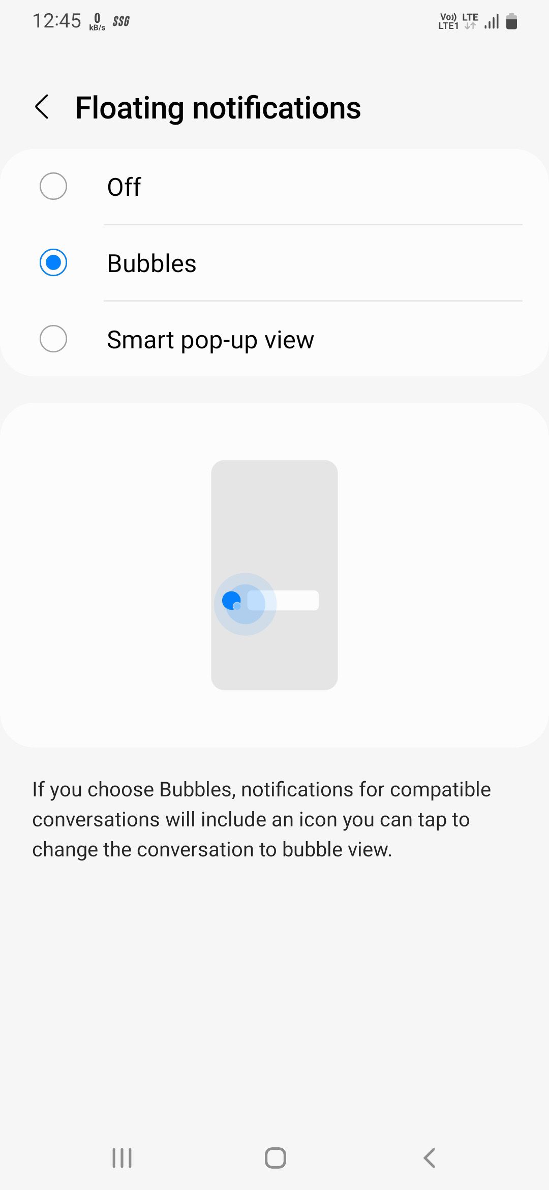 Using bubbles floating notification