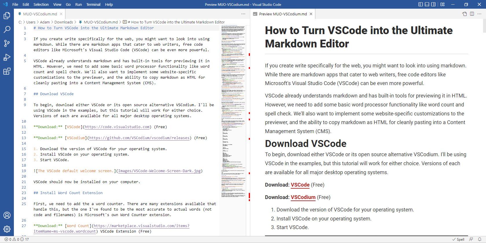 The markdown of this article open in VSCode using the Office theme by huacat.
