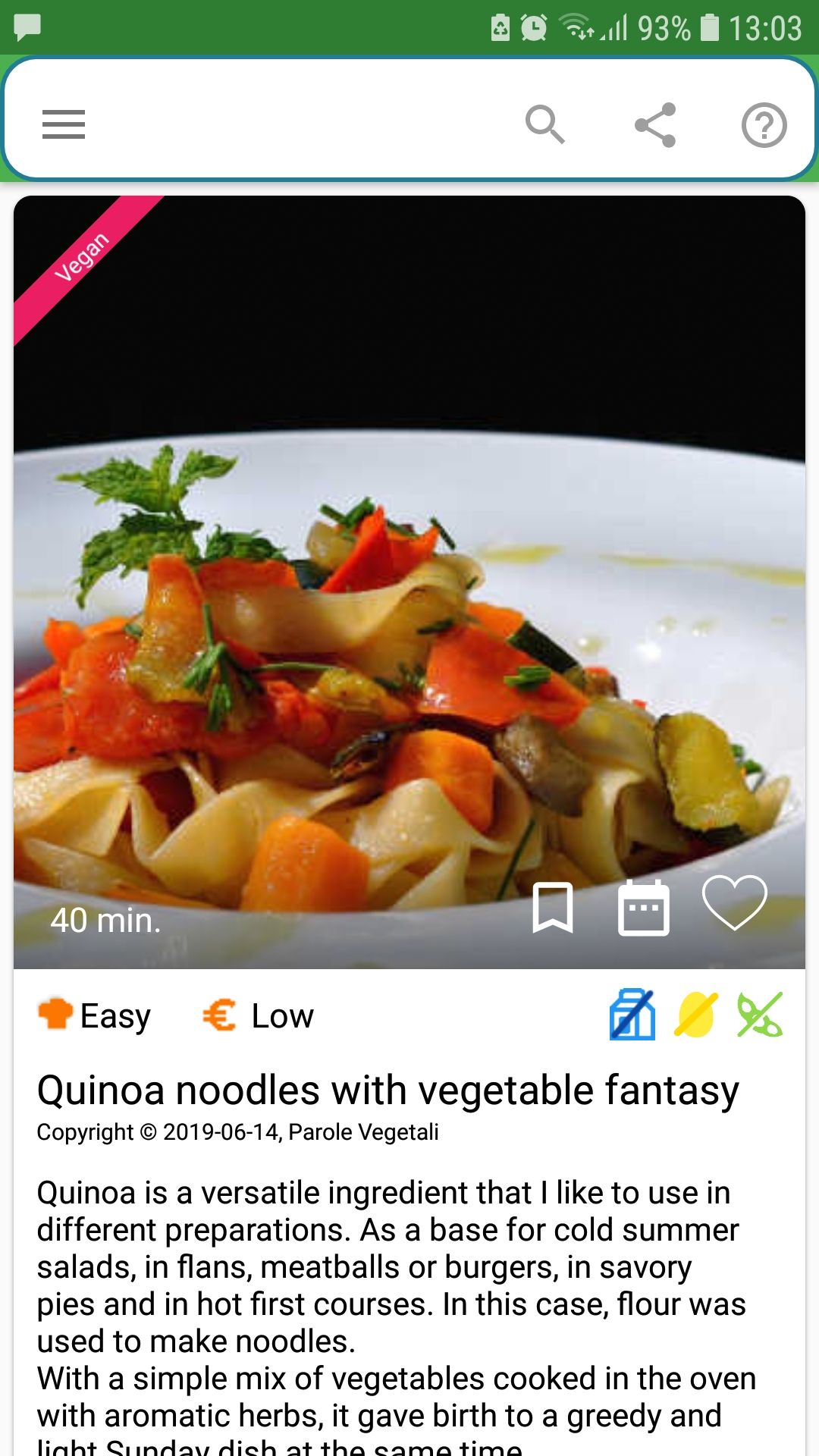 VegMenu recipes vegan vegetarian mobile recipes app