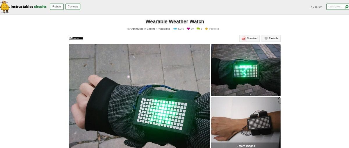 A screengrab of wearable weather watch project page