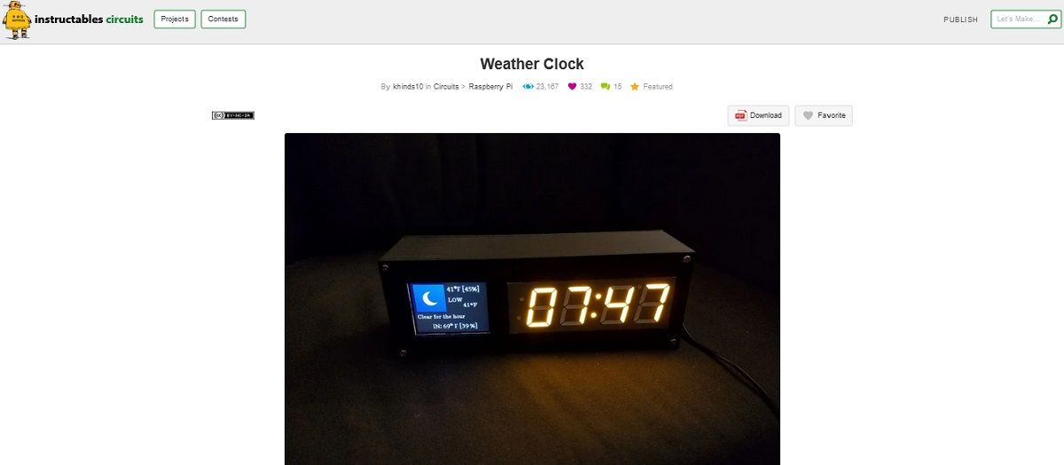 A screengrab of weather clock project page