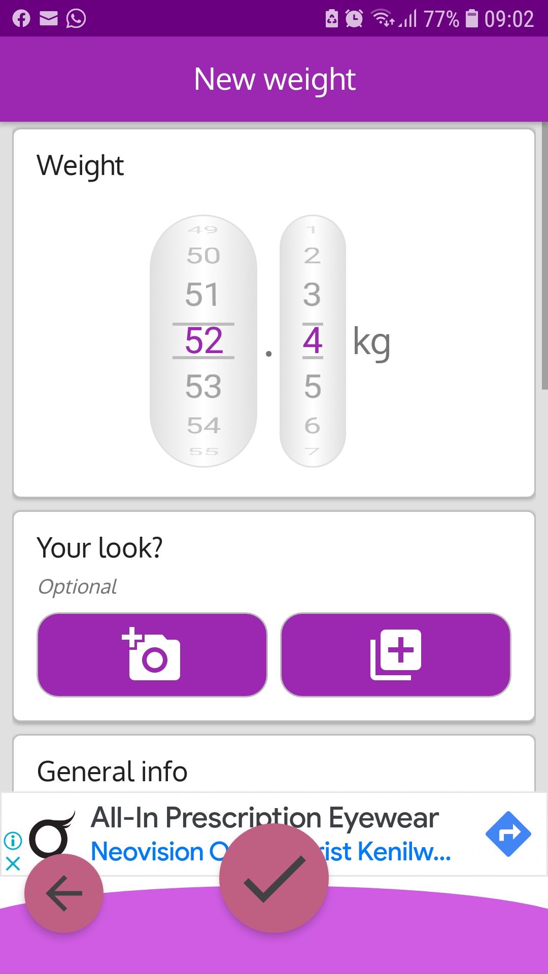 برنامه موبایل محاسبه گر وزن ردیاب BMI