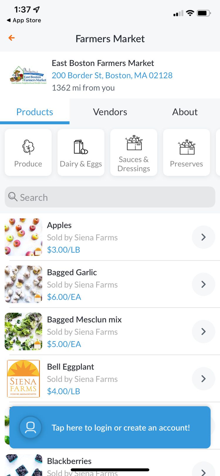 WhatsGood app Farmers Market