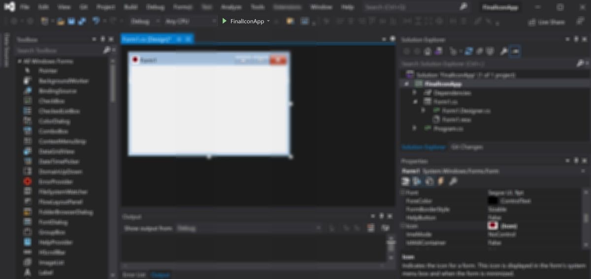 Grey play button at the top of Visual Studio