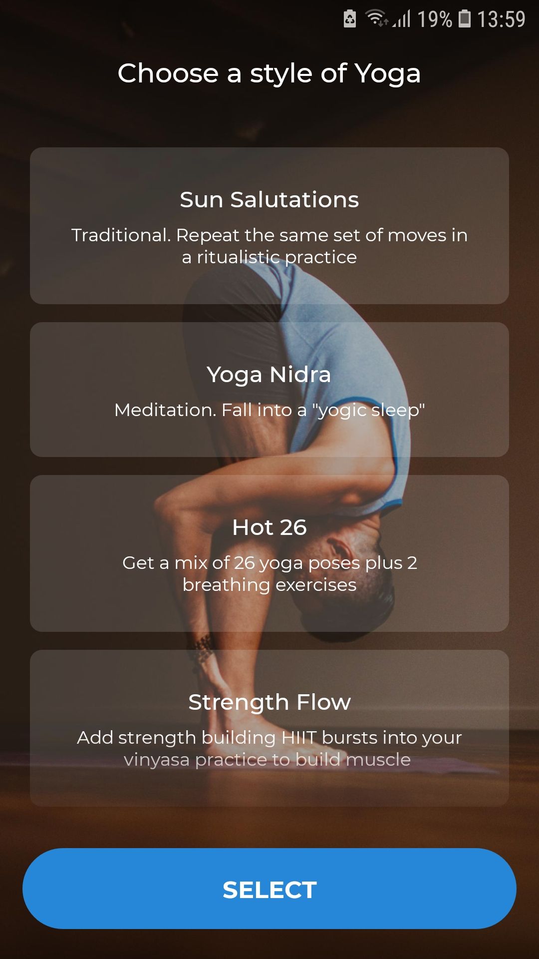 Down Dog Yoga style mobile workout app